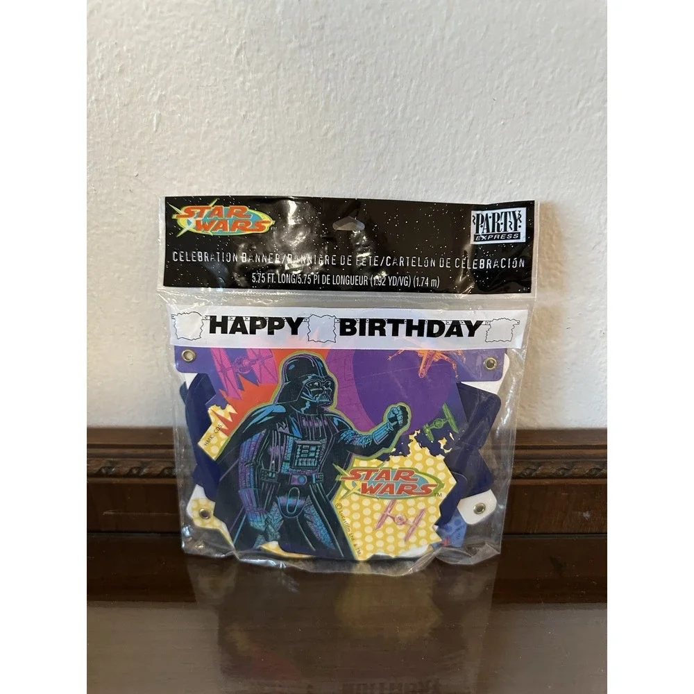STAR WARS HAPPY BIRTHDAY BANNER Darth Vader Party‎ Express 5.75 Ft Hallmark 2002